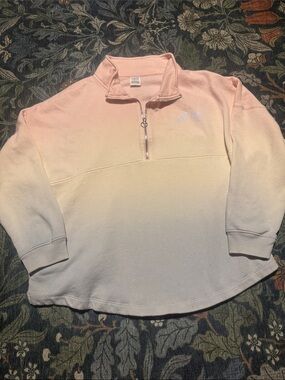 Women's Half-Zip Ombre Pullover Sweater - Pink/Cream